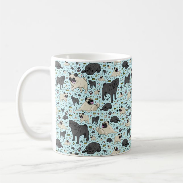 Taza De Café Mug Pug en azul (Izquierda)