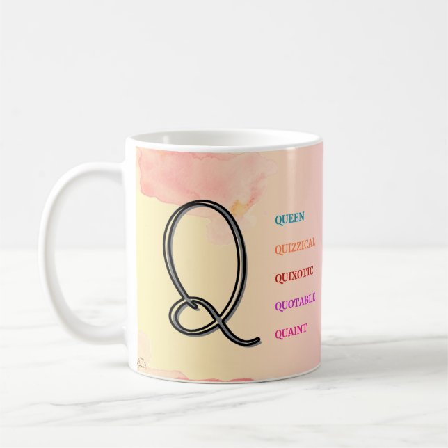 Taza De Café Mug "Q" inicial (11 oz) (Izquierda)