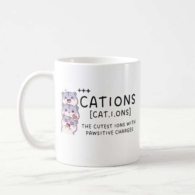 Taza De Café Mug. química, idea de regalo de química, catión (Izquierda)