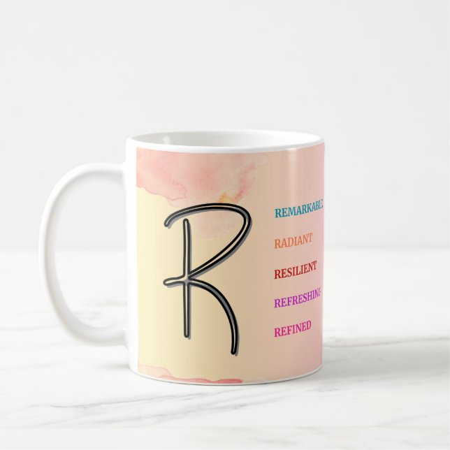 Taza De Café Mug "R" inicial (11 oz) (Izquierda)