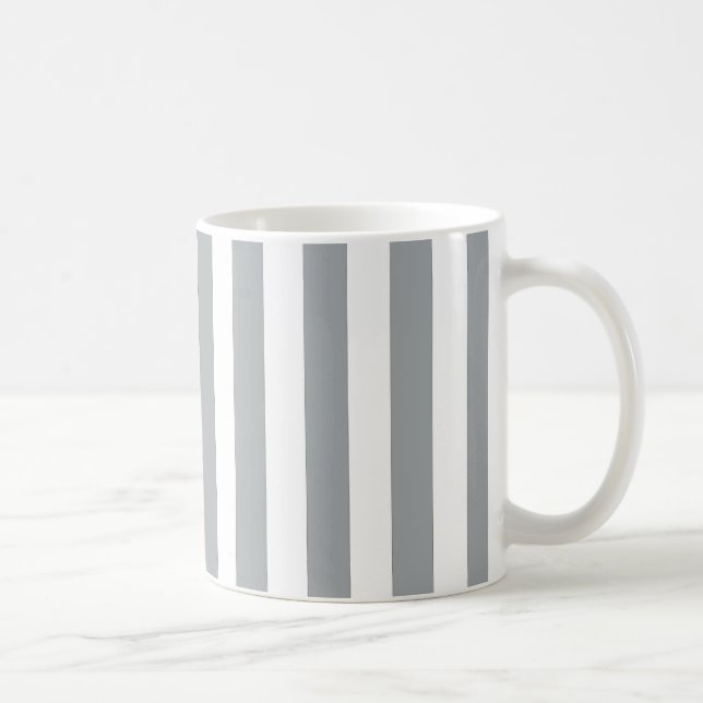 Taza De Café Mug rayado gris y blanco (Derecha)