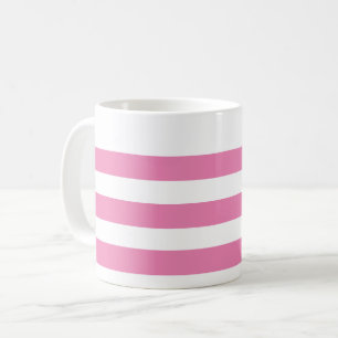 Taza De Café Mug rayado rosa y blanco