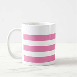 Taza De Café Mug rayado rosa y blanco