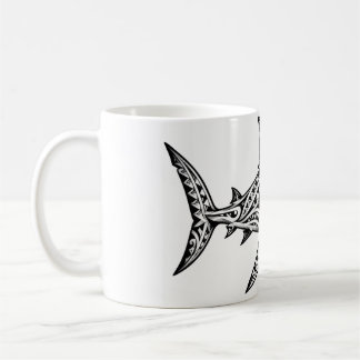 Taza De Café Mug Requin Tribal Polynésien – Tattoo Noir et Blan