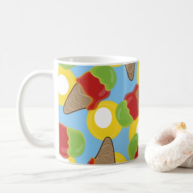 Taza De Café Mug retro de helado de cerezo y cal (Con donut)