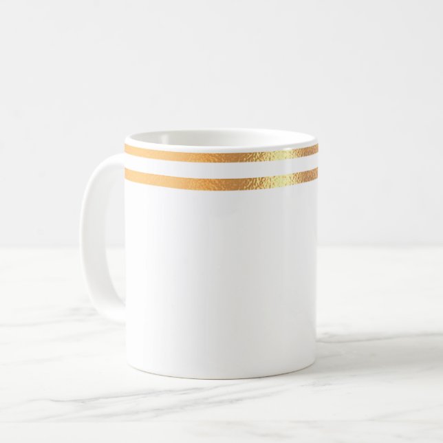 Taza De Café Mug Rimmed Blanco y Oro (Anverso izquierdo)