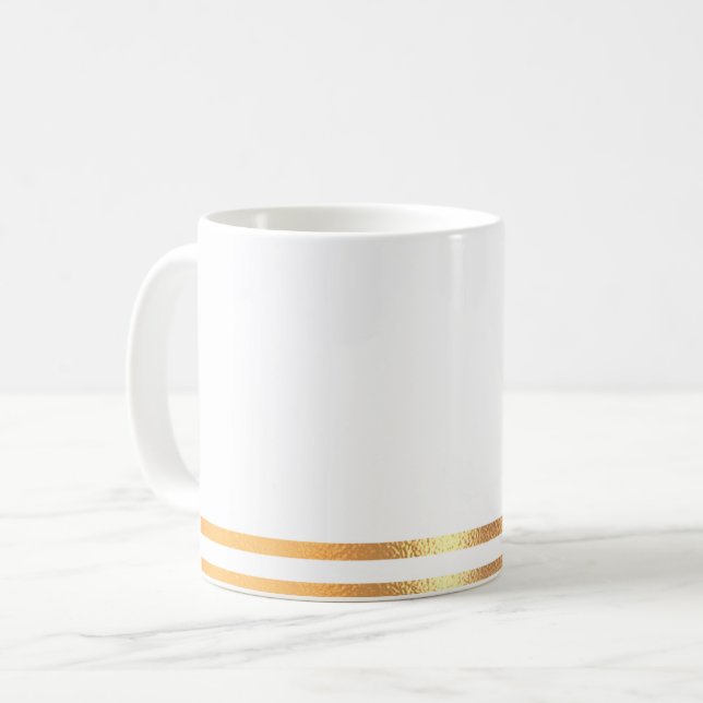 Taza De Café Mug Rimmed Blanco y Oro (Anverso izquierdo)