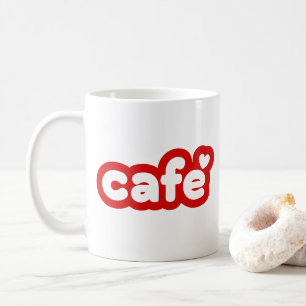 Taza De Café Mug roja "Café" con detalles del corazón
