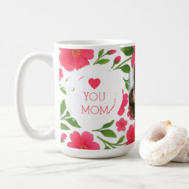 Taza De Café Mug Rojo Floral Personalizada - Te Ama Mamá