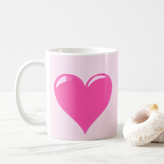 Taza De Café Mug rosa con corazón (Con donut)