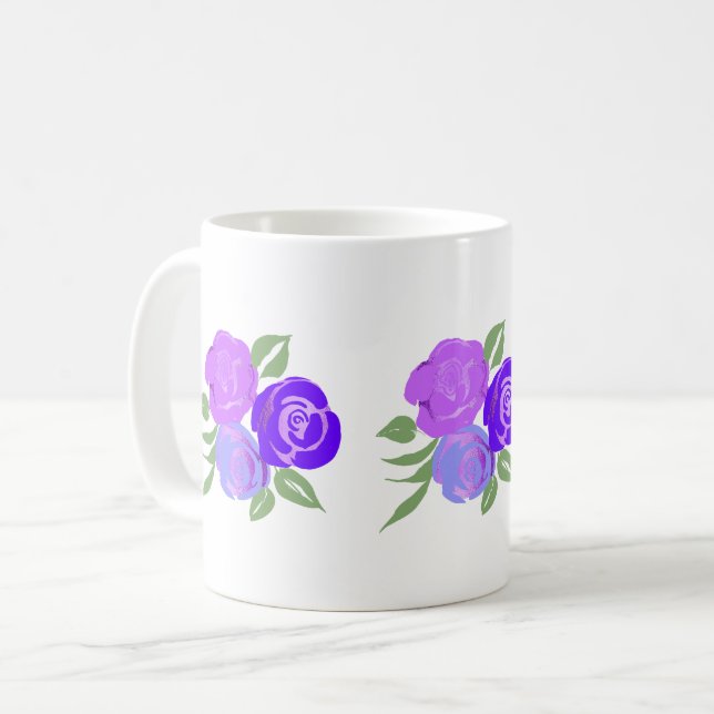 Taza De Café Mug. Rosas morados (Anverso izquierdo)