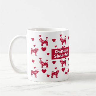 Taza De Café Mug Shar-Pei Chino Con Corazón Rojo