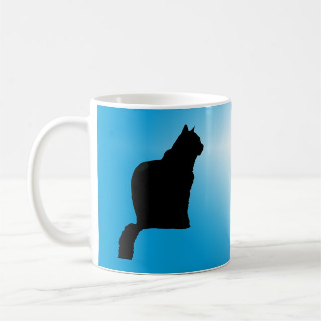 Taza De Café Mug - Silueta de gato negro y estrella (Izquierda)