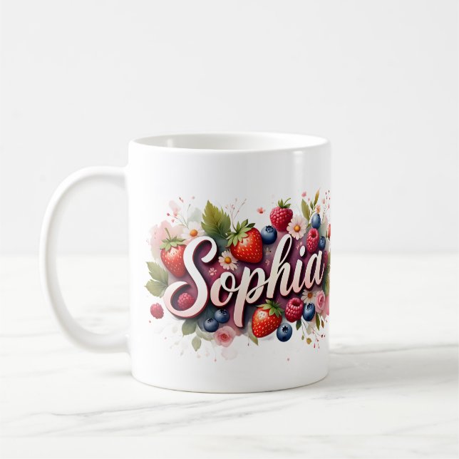 Taza De Café Mug - "Sophia" nombre floral de cerezo personaliza (Izquierda)