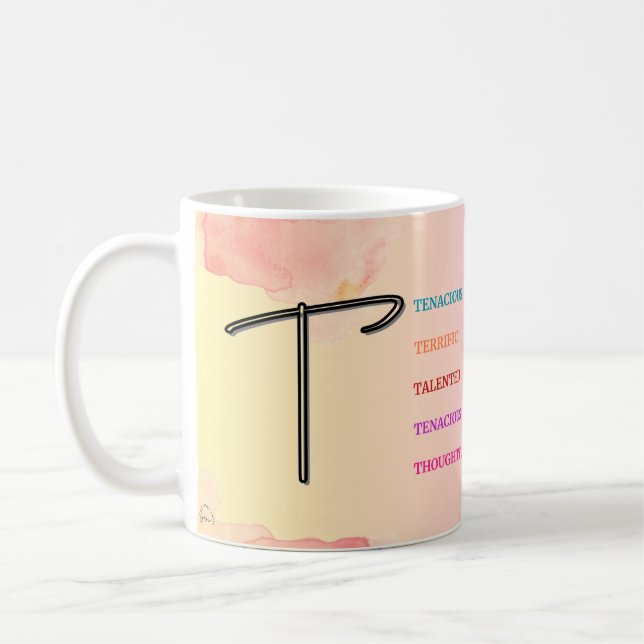 Taza De Café Mug "T" inicial (11 oz) (Izquierda)