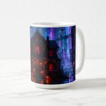 mug / tasse Cyberpunk Halloween Maison Hantée Néon