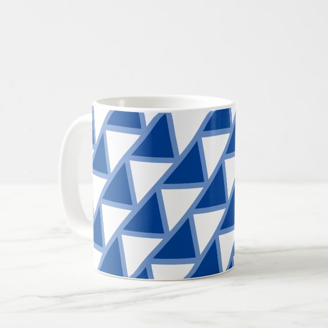 Taza De Café Mug - Triángulos de barro en azul (Anverso izquierdo)