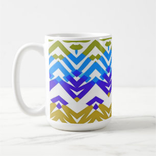 Taza De Café Mug, un diseño de patrón de zigzag multicolor clás