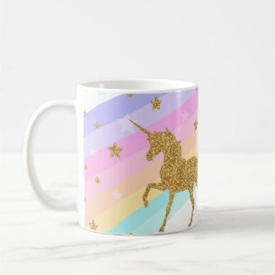 Taza De Café Mug unicornio , Mug rosa y dorado clásico de 11oz