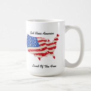 Taza De Café Mug USA Bandera Dios bendiga a Estados Unidos