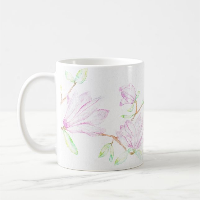 Taza De Café Mug Watercolor Magnolias (Izquierda)
