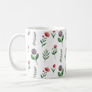 Taza De Café Mug with Watercolor Botanical Flower Illustration