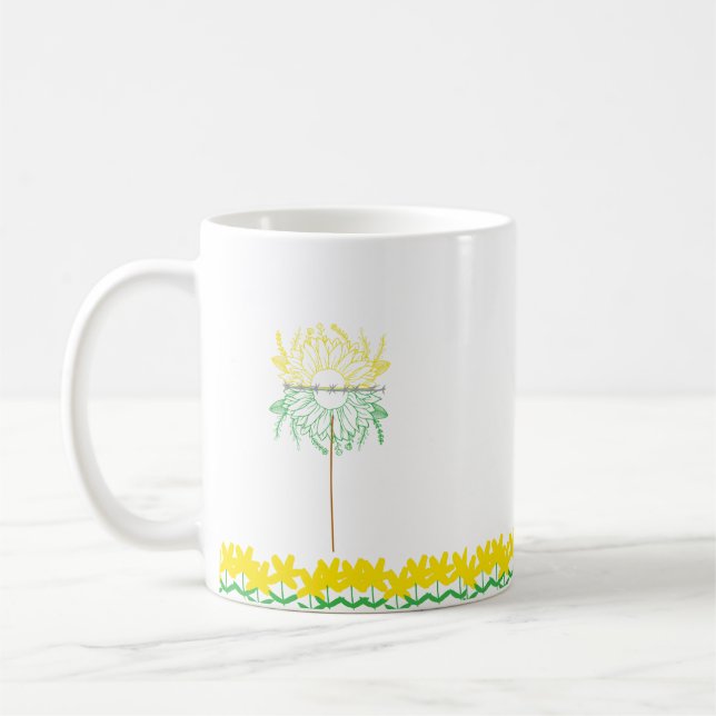 Taza De Café Mug with yellow Flowers (Izquierda)