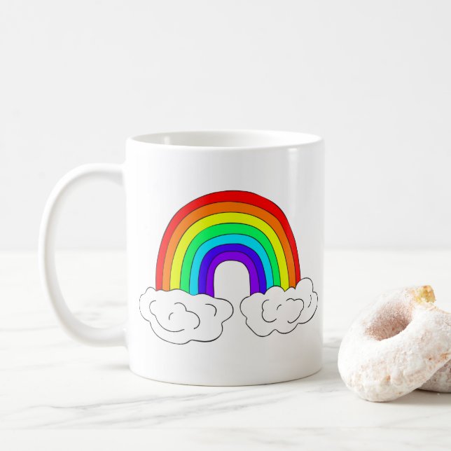 Taza De Café Mugre afortunada de arcoiris personalizado. (Con donut)