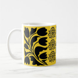 Taza De Café Mugre amarillo floral y botánico