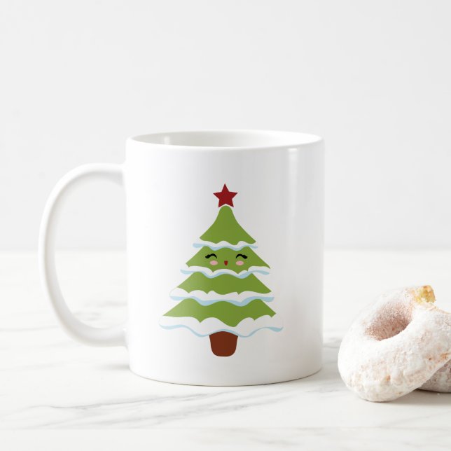 Taza De Café Mugre árbol de Navidad al estilo kawaii (Con donut)