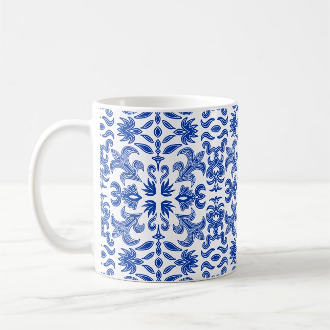 Taza De Café Mugre azul y blanco mediterráneo (Izquierda)