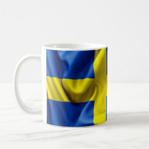 Taza De Café Mugre blanca con bandera sueca