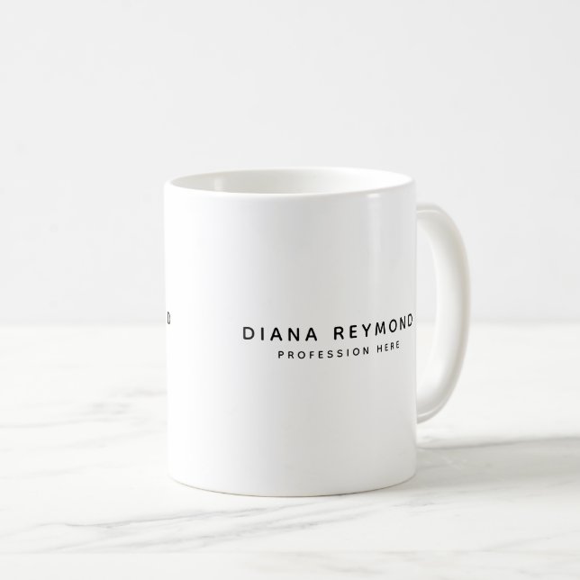 Taza De Café Mugre blanca con nombre y profesión (Anverso derecho)
