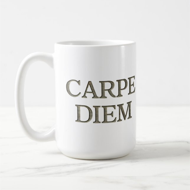 Taza De Café Mugre blanca de Carpe Diem Stone (Izquierda)