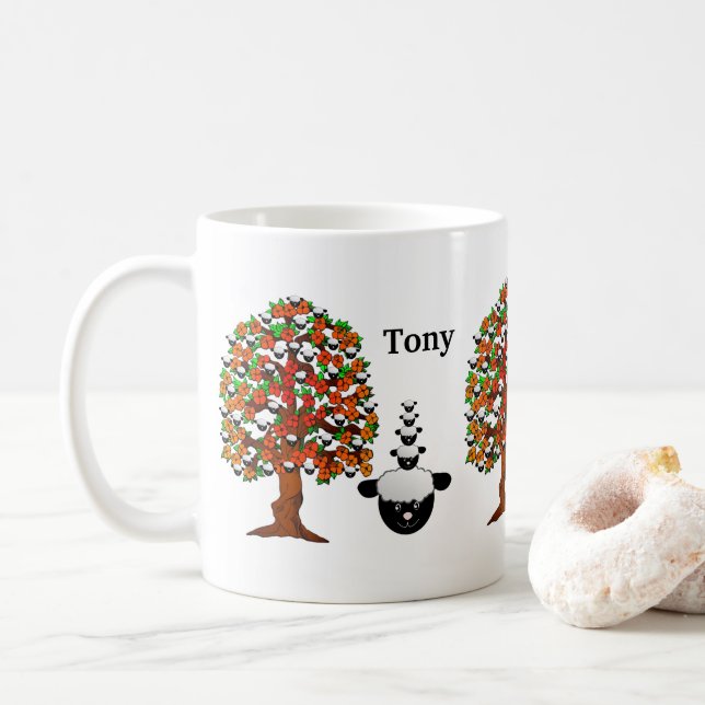 Taza De Café Mugre blanca del árbol de ovejas (Con donut)