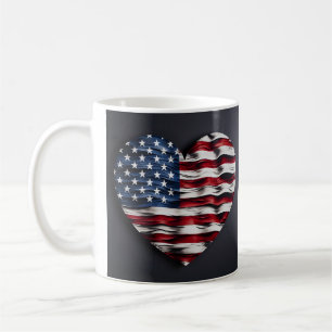 Taza De Café Mugre cardíaca de bandera estadounidense