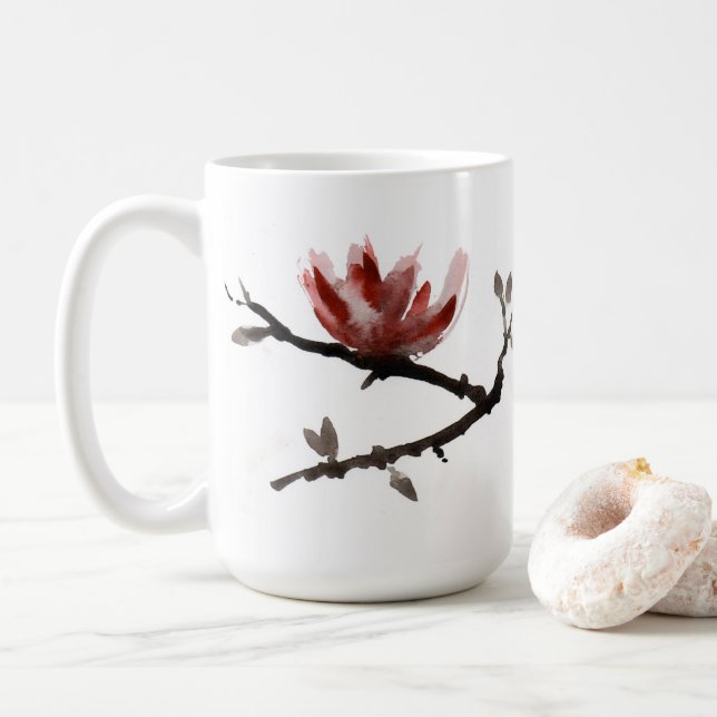 Taza De Café Mugre cerámica con flor de estilo japonés (Con donut)