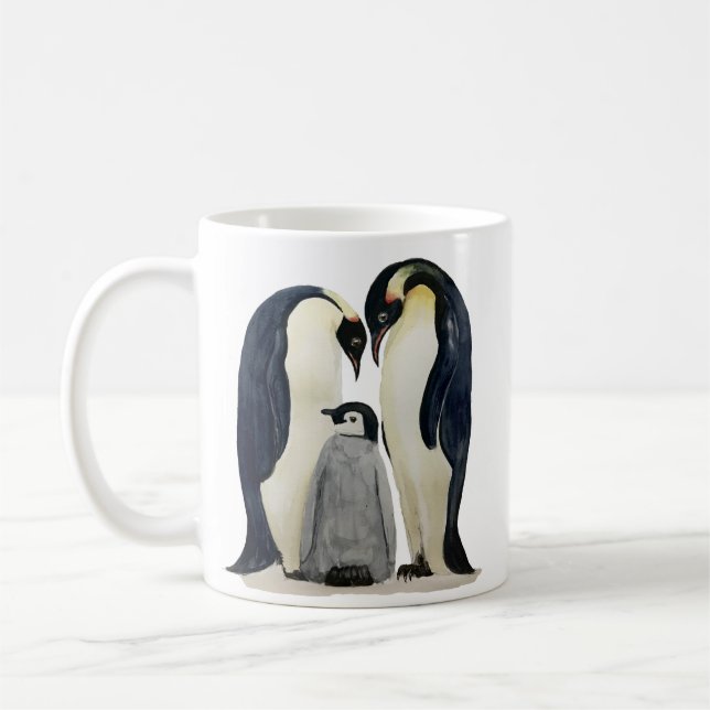 Taza De Café Mugre cerámica con un diseño familiar de pingüino (Izquierda)