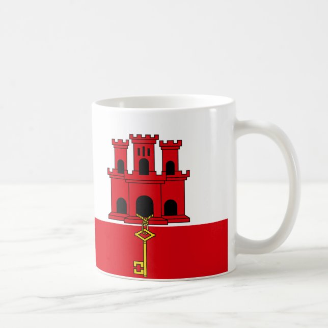 Taza De Café Mugre cerámica de bandera de Gibraltar (Derecha)
