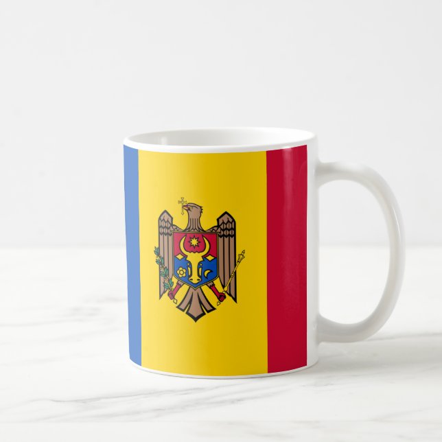 Taza De Café Mugre cerámica de bandera de Moldavia (Derecha)
