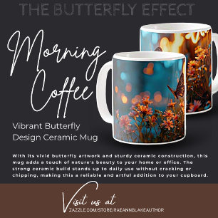 Taza De Café Mugre cerámica de diseño de mariposa vibrante