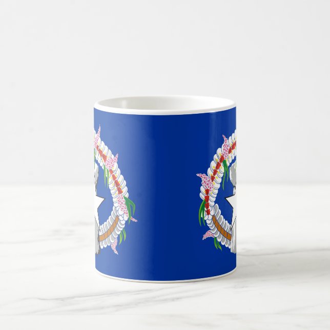 Taza De Café Mugre cerámica de la bandera de las Islas Marianas (Centro)