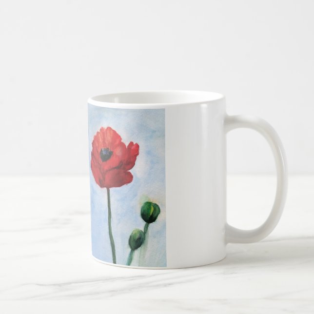 Taza De Café Mugre clásica de la flor de la amapola de primaver (Derecha)