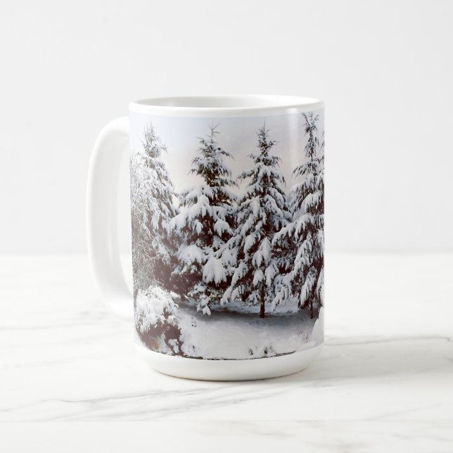 Taza De Café Mugre de abetos cubiertos de nieve (Anverso izquierdo)