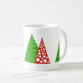 Taza De Café Mugre de árboles de navidad rojos y verdes