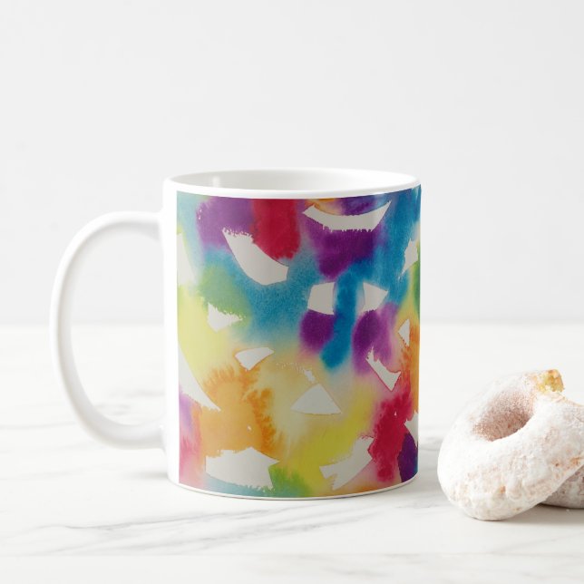 Taza De Café Mugre de arcoiris acuarela (Con donut)