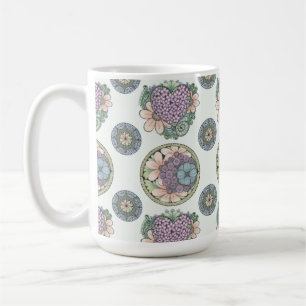 Taza De Café Mugre de arte de doodle de corazón y flores.