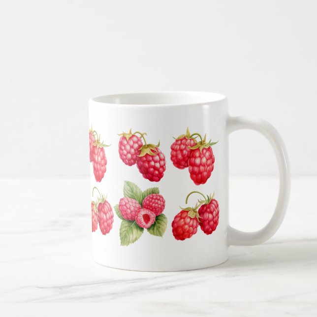 Taza De Café mugre de arte de frambuesa hecha a mano (Derecha)