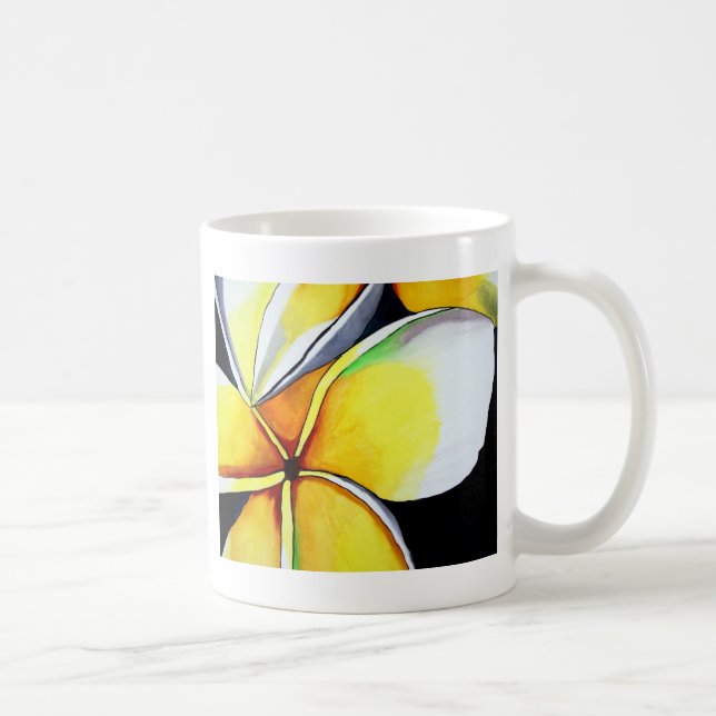 Taza De Café Mugre de arte floral de Frangipani (Derecha)
