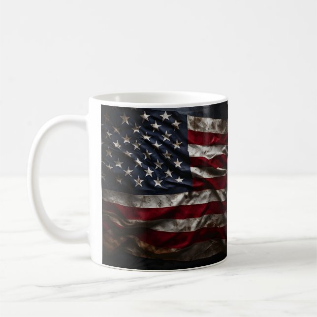 Taza De Café Mugre de bandera estadounidense patriótica (Izquierda)